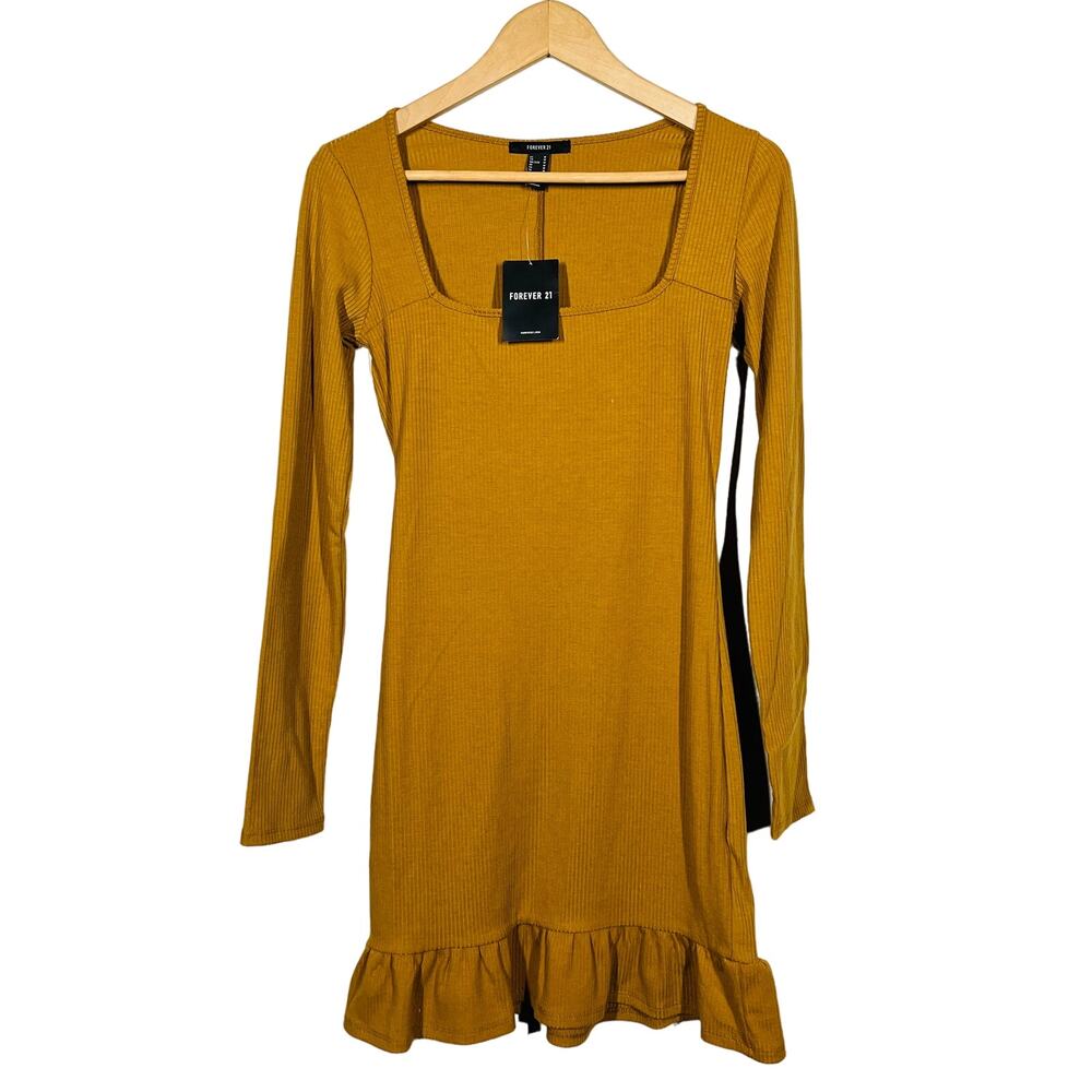 NEW! F21 Ribbed Knit Scoop Neck Dress Tan - M